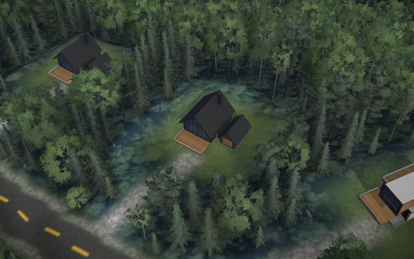 Vue 3D du terrain 26 sur le relief du domaine